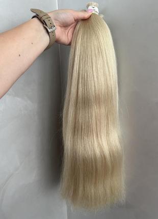 Натуральные белые волосы для наращивания 60 см