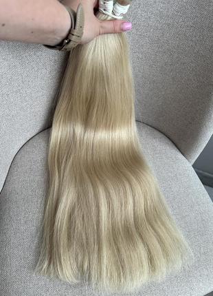 Натуральные белые волосы для наращивания 60 см