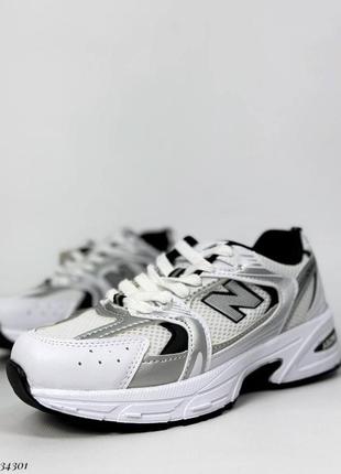 ▪️женские кроссовки new balance нью беланс 530 новые спортивные белые вставки серые серебро кожаные(эко кожа-текстиль)легкие удобные весна осень лето5 фото