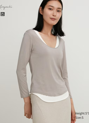 Лонгслів з довгими рукавами heattech з шовком uniqlo