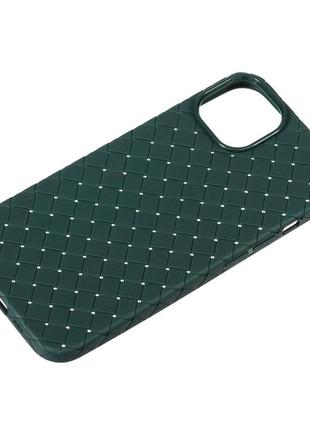 Накладка шкіра плетіння apple iphone 13/14,  green