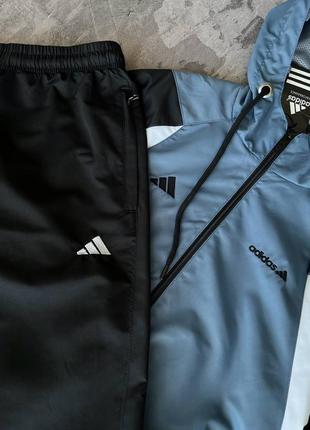 Чоловічий спортивний костюм adidas на весну у сіро-чорному кольорі premium якості, стильний та зручний костюм на кожен день8 фото