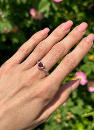 Серебряная кольца ❤️ красное сердце