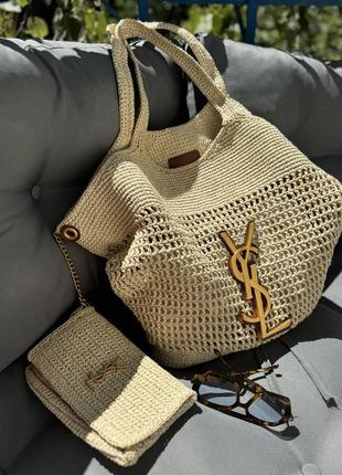 Трендовая сумка icare in raffia в стиле ysl