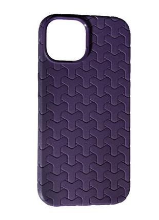 Накладка leather case weaving apple iphone 15 plus,  violet