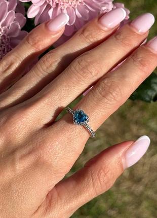 Серебряная кольца 💙 голубое сердце
