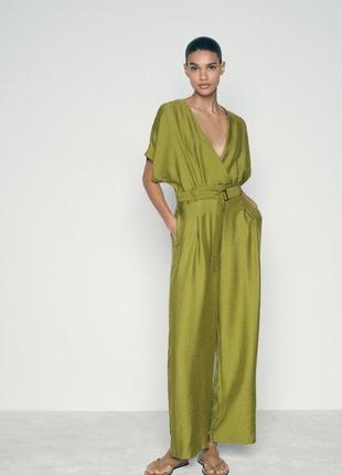 Широкий оливковий комбінезон zara new