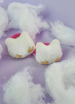 Модные детские резинки для волос "котята" handmade  белые