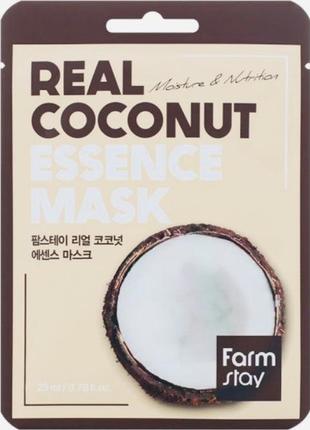 Тканинна маска для обличчя farmstay real coconut essence mask кокос, 23 мл