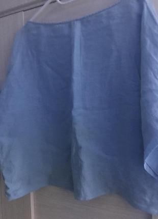 Zara льняной 💯 % лён голубой 💙 топ свободная льняная блузка топ
