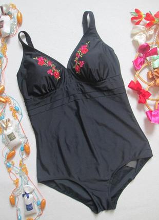 Шикарный слитный черный купальник батал с вышивкой bonmarche 05-24 🌺🌴🌺