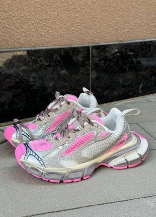Кружевные люксовые кроссовки 3xl pink/silver