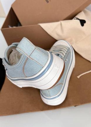 Кросівки в стилі ami блакитні джинс на товстій підошві3 фото