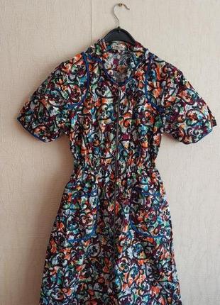 Хлопковое натуральное яркое платье на молнии на замке