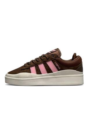 Новинка жіночі кросівки adidas originals campus x bad bunny brown pink