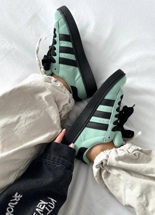 Кроссовки женские в стиле adidas campus “mint/black”4 фото