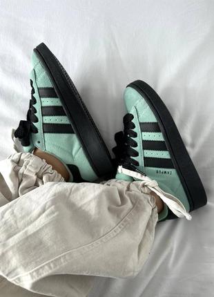 Кроссовки женские в стиле adidas campus “mint/black”3 фото