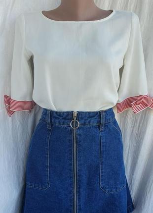 Блуза красивая молочная с рукавчиком праздничная, на работу