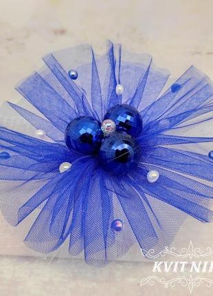 Обруч бусинка в насыщенно синем цвете