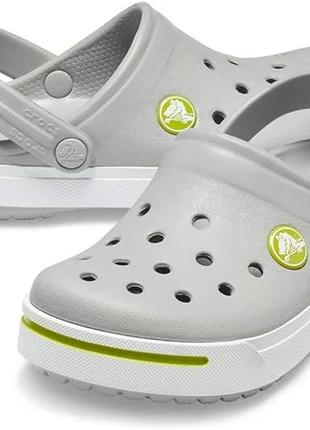 Крокс крокбэнд ii клог детские серые crocs crocband ii clogkids light grey/volt green