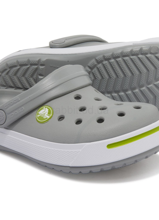 Крокс крокбенд ii клог дитячі сірі crocs crocband ii clogkids light grey/volt green8 фото