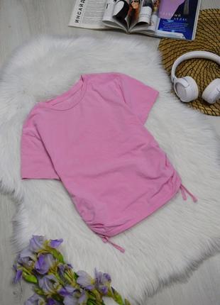 Топ розовый со стяжками кроп топик