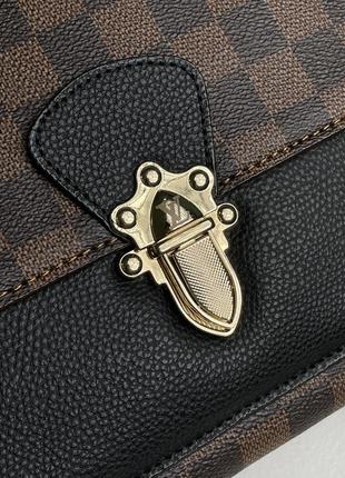 Сумка в стиле louis vuitton victoire monogram canvas calf leather brown/black6 фото