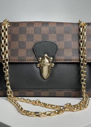 Сумка в стиле louis vuitton victoire monogram canvas calf leather brown/black5 фото