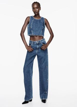 Джинси  straight-cut high-waist full length із люверсами zara5 фото