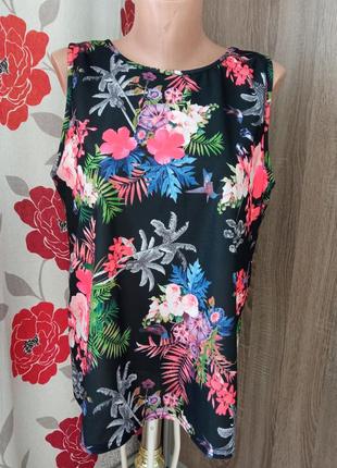 Женская одежда/ летняя блузка в цветы 💙 50/52 размер #