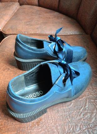 Туфли замшевые синие2 фото