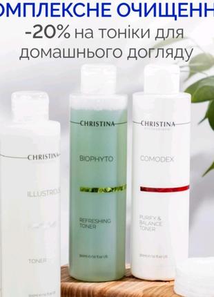 Тоніки для обличчя від christina по акції до 31.07.2024р.