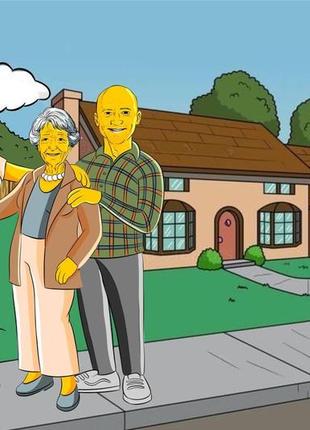 Картина по вашему фото на холсте 40х60 см в стиле семейки симсонов, картина в подарок,...
