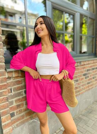 Стильний костюм двійка сорочка + шорти оверсайз4 фото