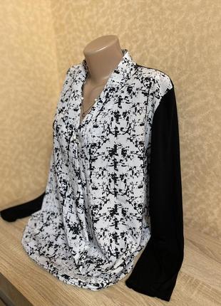 Оригинальная комбинированная классическая блуза3 фото