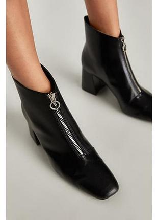 Ботильоны черный кожзам глянец zara 38