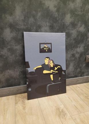 Картина по вашему фото на холсте 30х40 см в стиле семейки симсонов, картина в подарок,...