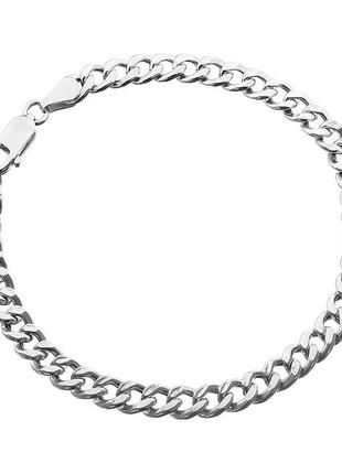 Серебряный браслет, плетение гурмет (панцирь) длинный, размер 19 см x 0,5 см, вес: 3.7 г