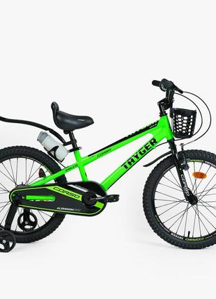 Велосипед 2-х колісний 20" "corso" tg-67311 "tayger"  алюмінієва рама, ручне гальмо, дод. колеса, дзвоник,