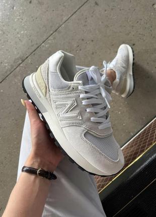 Замшеві кросівки new balance 574 legacy white