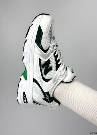 ▪️женские кроссовки new balance нью беланс 530 новые спортивные белые вставки зелёные зеленые кожаные(эко кожа-сетка-текстиль)легкие весна осень лето6 фото