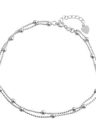 Срібний браслет на ногу silverbreeze без каменів (2079330) 23-26 см