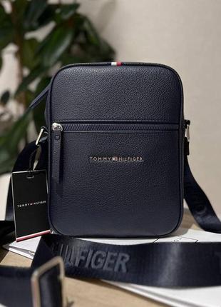 Мужская сумка через плечо tommy hilfiger синяя модная барсетка томми хилфигер качественная сумка месенжер