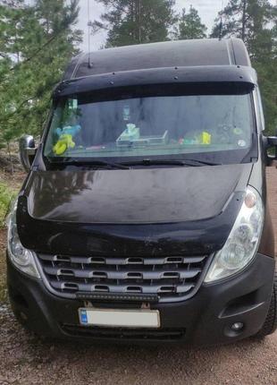 Козирьок на лобове скло v2 (чорний глянець, 5мм) для opel movano 2004-2010 рр