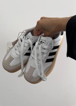 Кроссовки женские в стиле adidas samba white / black / gum sole premium4 фото