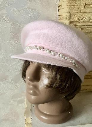 Зимняя двойная вязанная кепка из пряжи ангоры