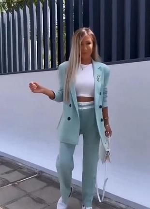 Брючный летний женский костюм турция пиджак штаны размер s