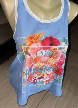 Майка оригинальная яркая с цветочным принтом