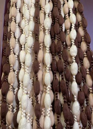 Шторы нити радуга плюшевые кисея.штори нитки плюшеві - крем+коричневий+бежевий