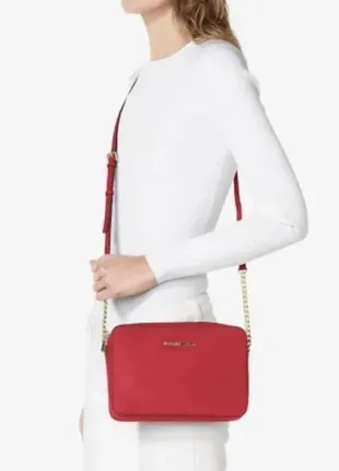 Сумка клатч (через плечо) michael kors, оригинал, кожа, красная
